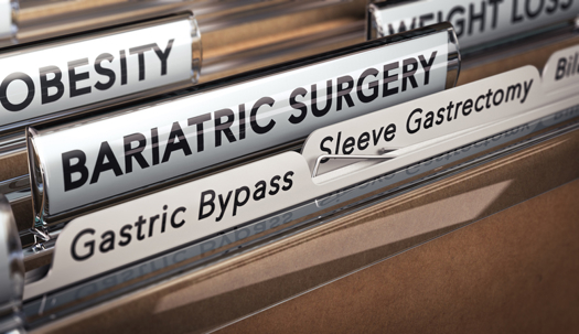 3D illustration of a folder with focus on a tab titled bariatric surgery